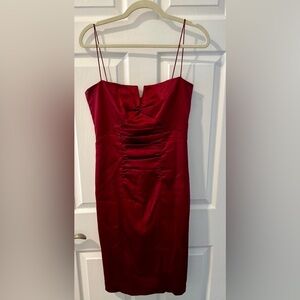 Nicole Miller Collection Red Satin Bodycon Dress | Size 12 | Made in USA